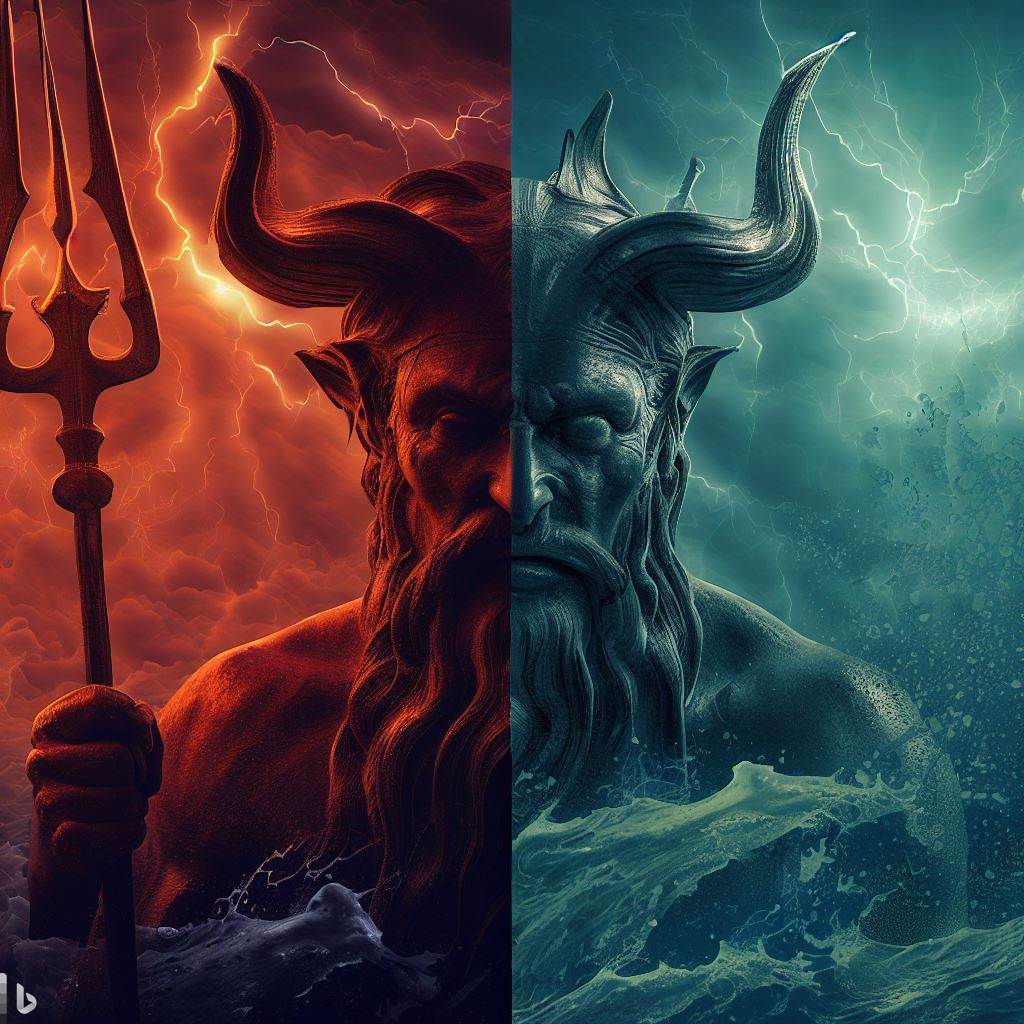 Christianization of the Sardinian symbolism of the Atlantean course: Poseidon, God of the Seas, becomes Satan, God of the Underworld